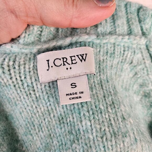 J.Crew Mint‎ Green Textured Knit Sweater Balloon Sleeve Cozy Pullover Size S - Picture 5 of 7